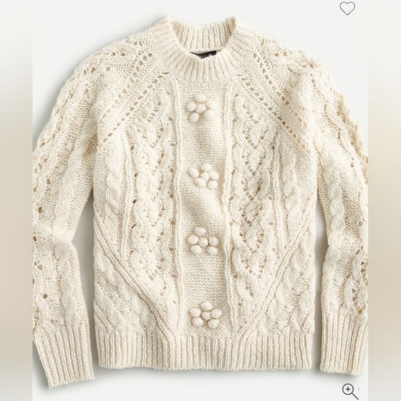 J. Crew Sweaters - J.crew Cable knit pointelle Wool  sweater popcorn Fisherman Small Cream #216